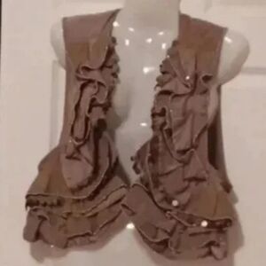 Ryu Olive color vest with ruffles  and sparkles Women's Size Large